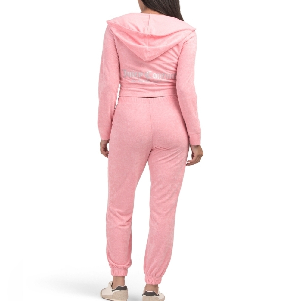 💕🔹️ Juicy Couture🔹️ Flamingo Pink Terrycloth Tracksuit Jogger Set - Picture 3 of 3